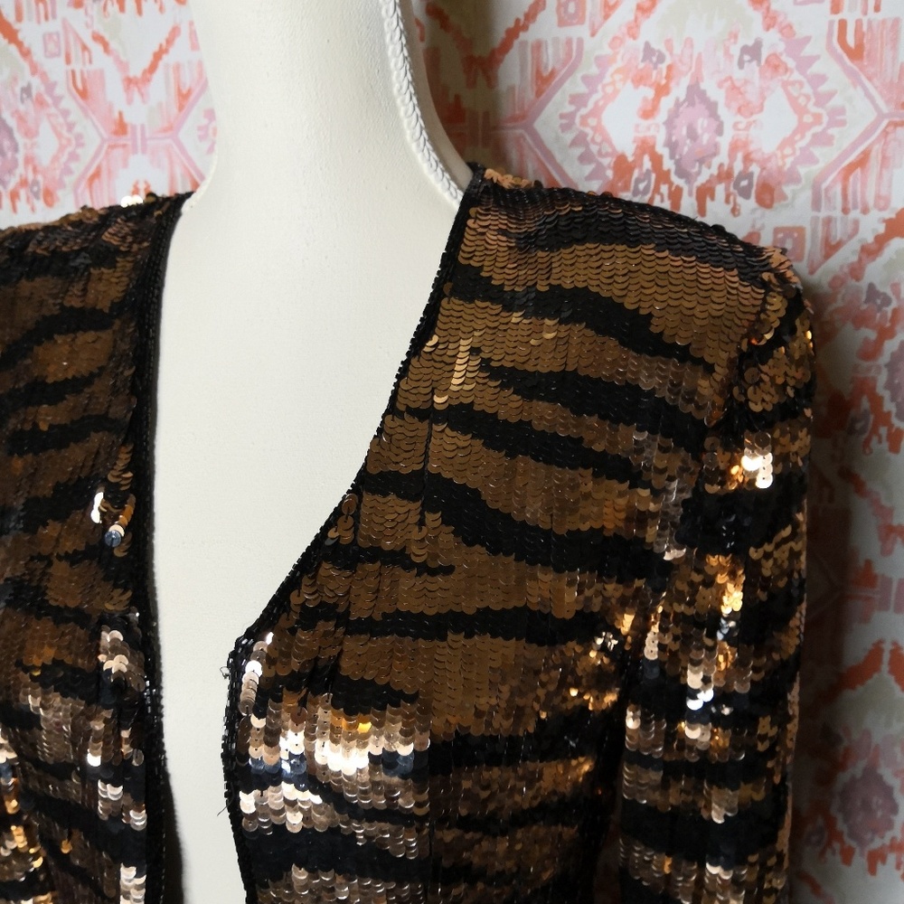 Vintage Small Sequin Tiger Striped Cardigan - Picture 3 of 8